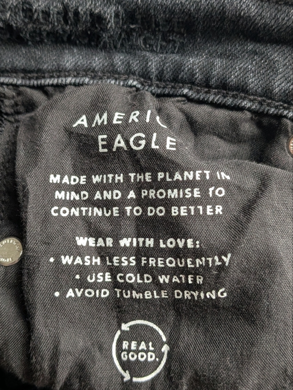American Eagle Outfitters Black Distressed Straight-Leg Jeans - Picture 5 of 7